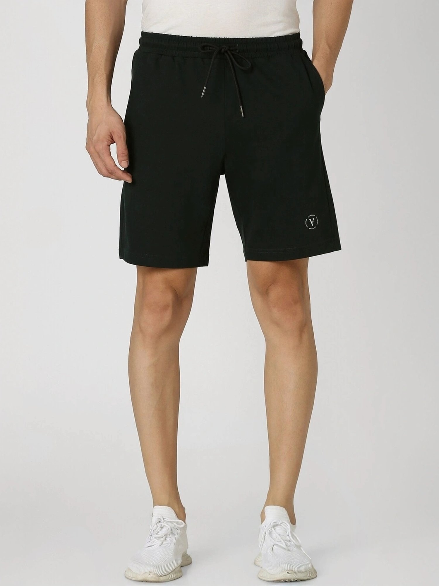 Adidas White Regular Fit Striped Sports Shorts