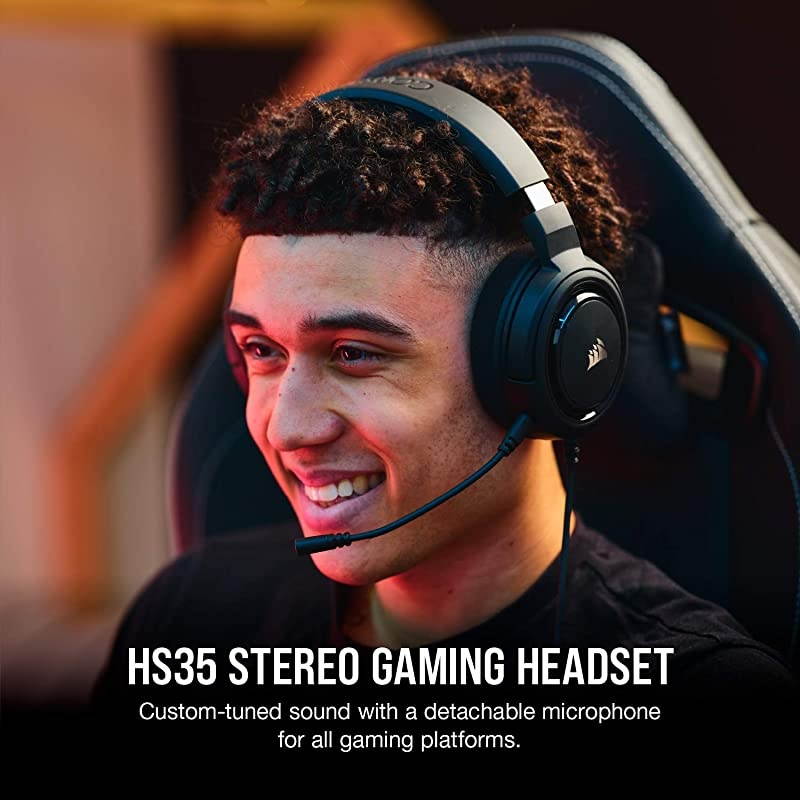 HS35 Stereo Gaming Headset Memory Foam Earcups Headphones work with PC Mac Xbox One PS4 Switch iOS and Android Carbon