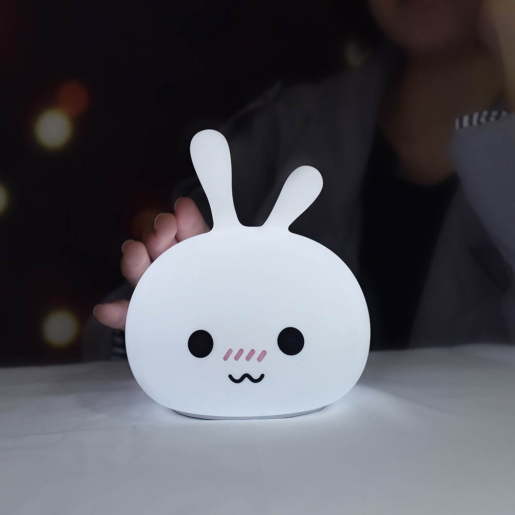 Silicone Kids Night Light Cartoon Bunny Portable Bedside Lamp 3 Modes Rechargeable Table Light