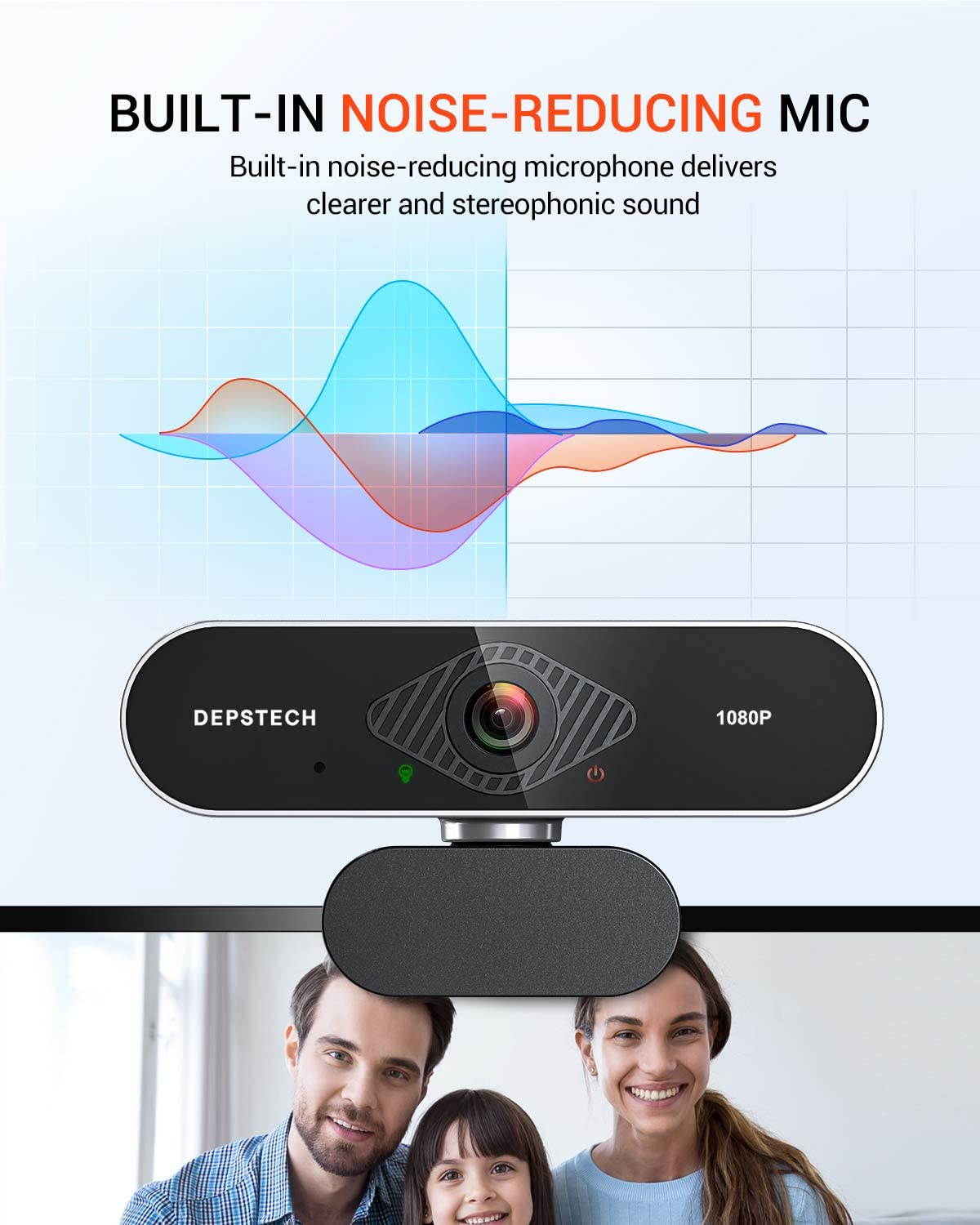 HD 1080P Webcam with Microphone, DEPSTECH USB Webcam with Auto Light Correction for Desktop/Laptop, Streaming Computer Web Camera for Video Conferencing, Teaching, Streaming, and Gaming