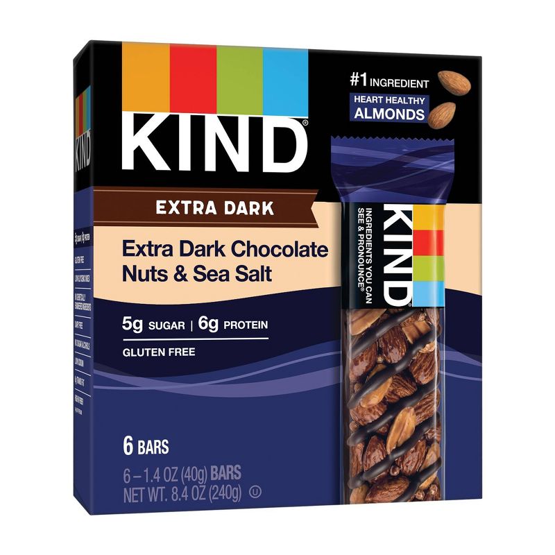 KIND Extra Dark Chocolate Nuts & Sea Salt Bars - 8.4oz/6ct