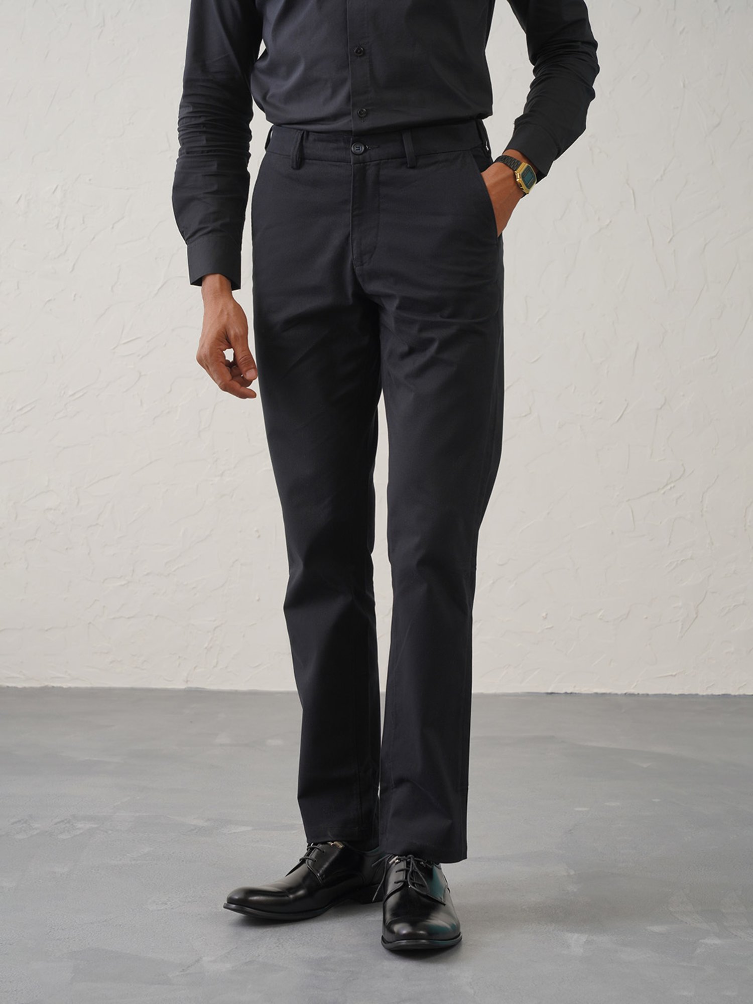 MinusOne Black Regular Fit Chinos