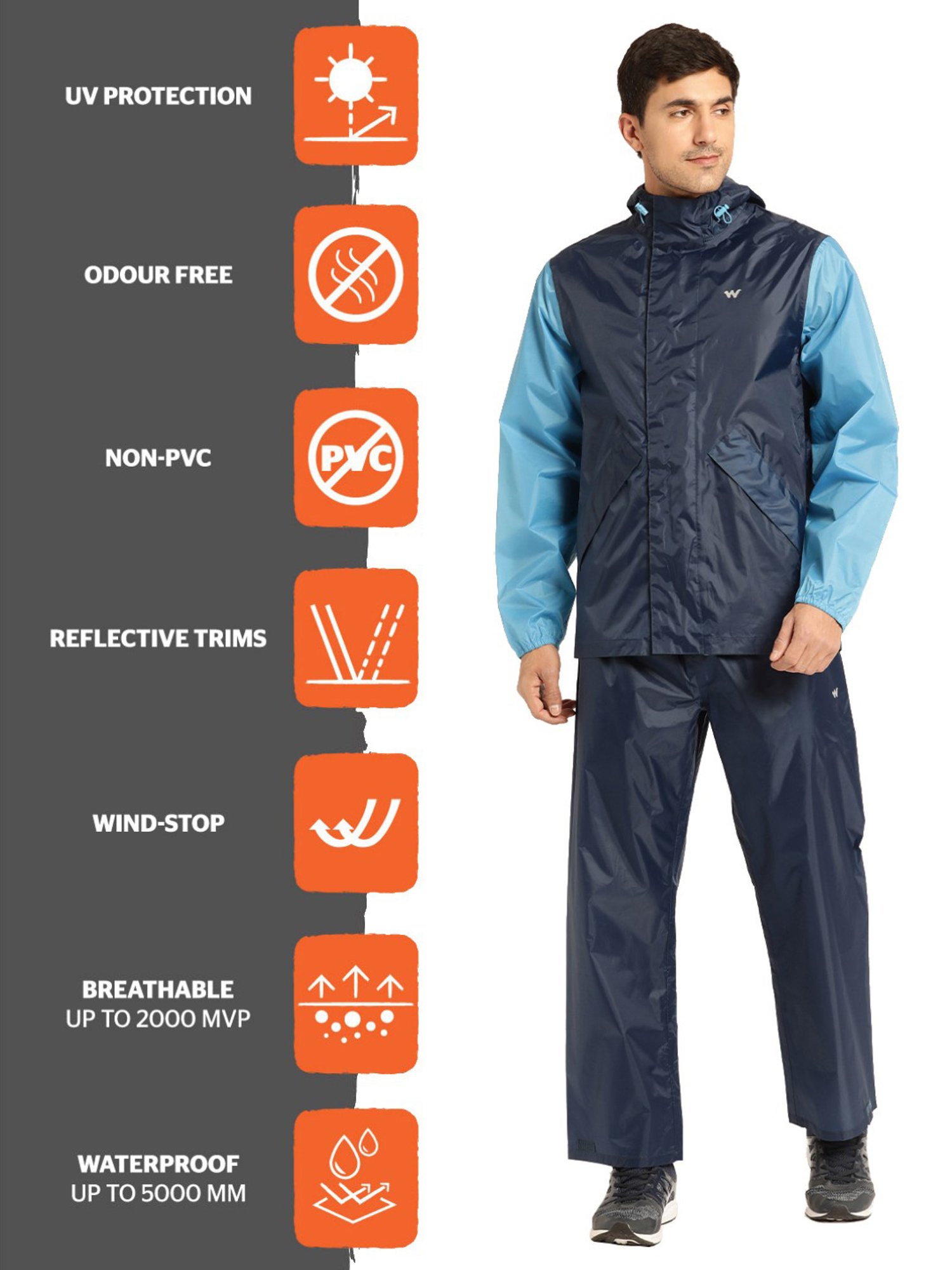 Wildcraft Navy Hooded Raincoat Set