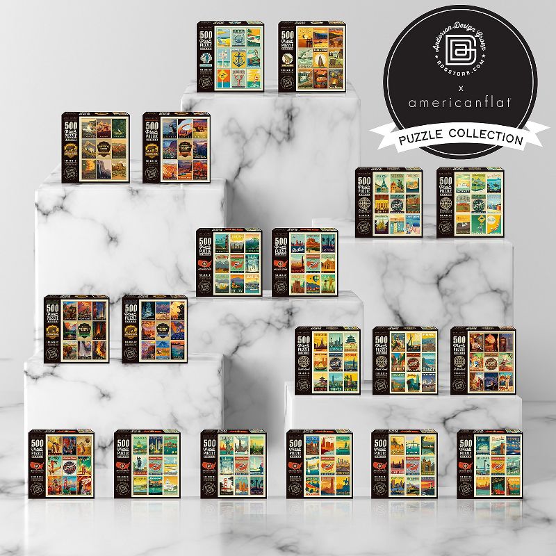 Americanflat 500 Piece Jigsaw Puzzle, 18x24 Inches, "American Travel Mid-Atlantic" Art by Anderson Design Group