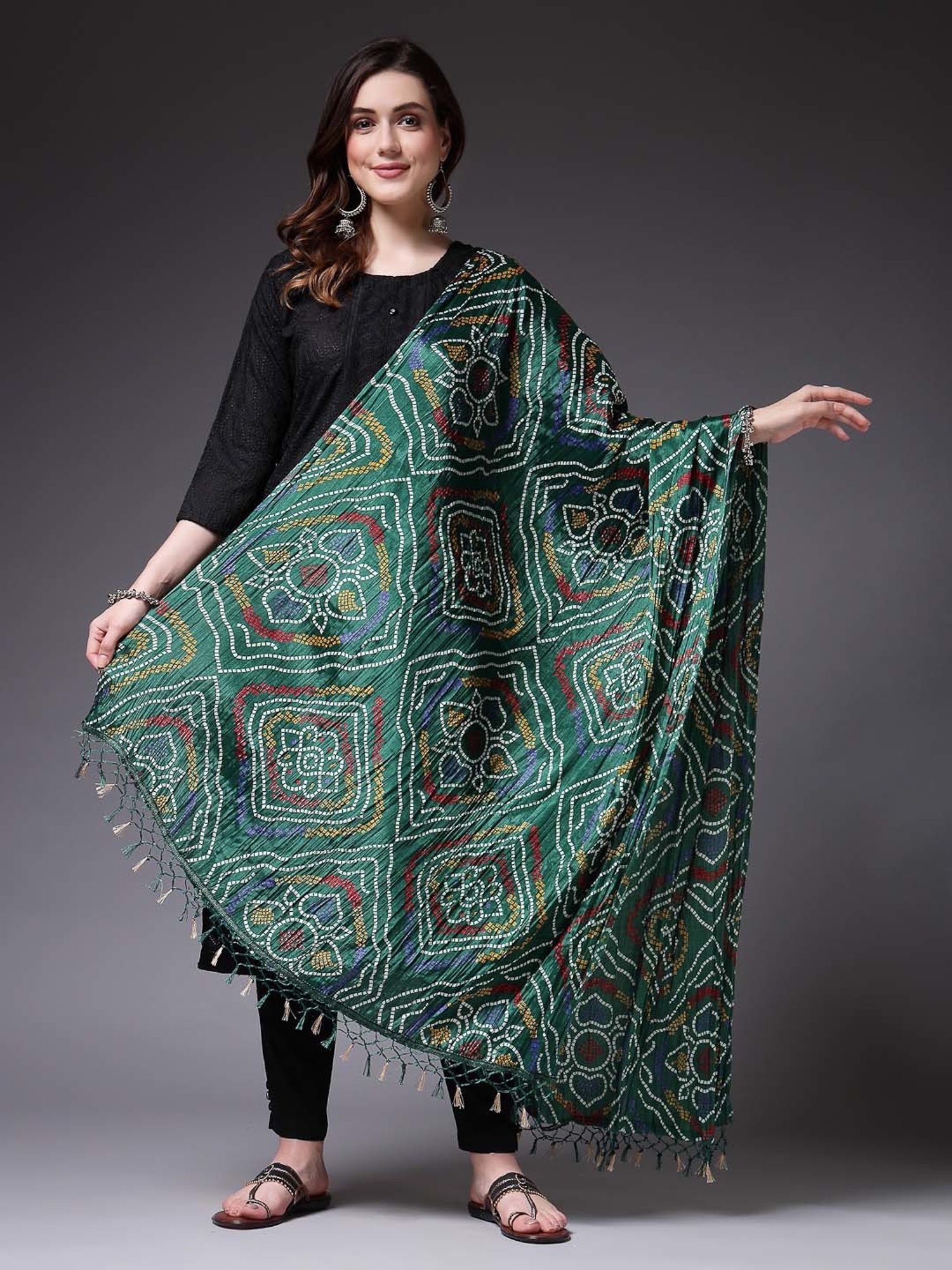 Stylum Green Printed Dupatta