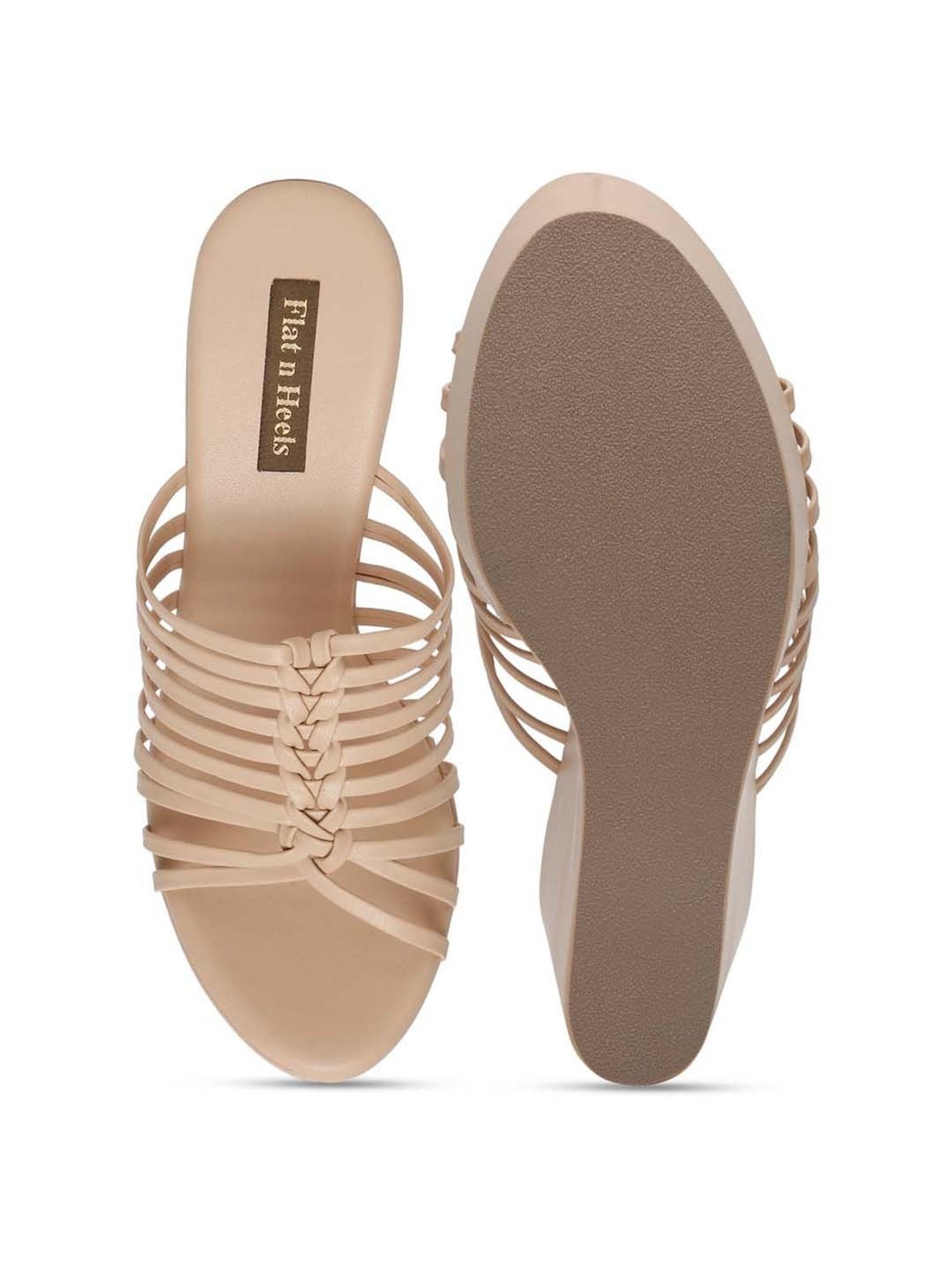 Flat N Heels Women's Beige Casual Wedges