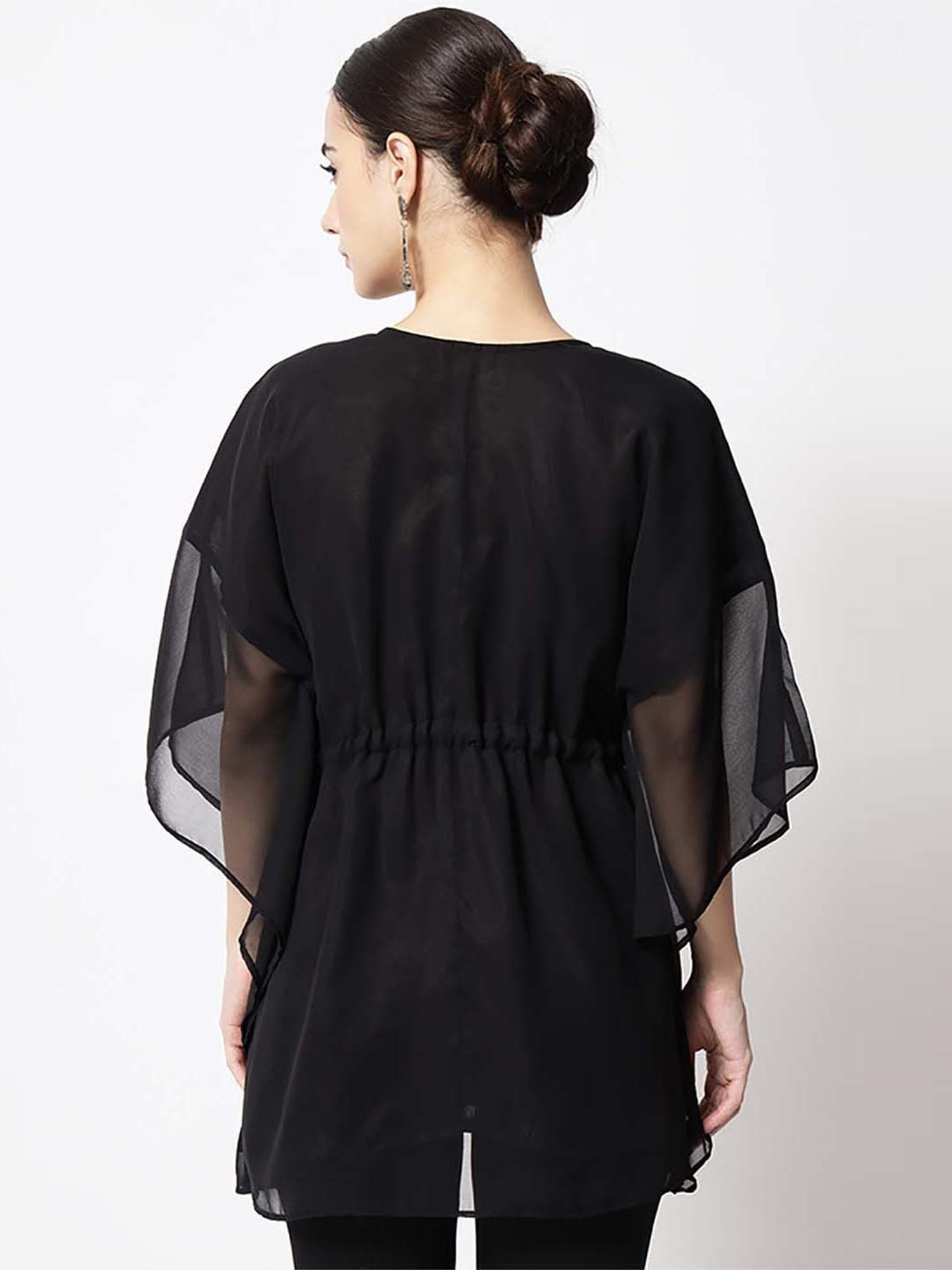 studiorasa Black Embellished A Line Short Kaftan