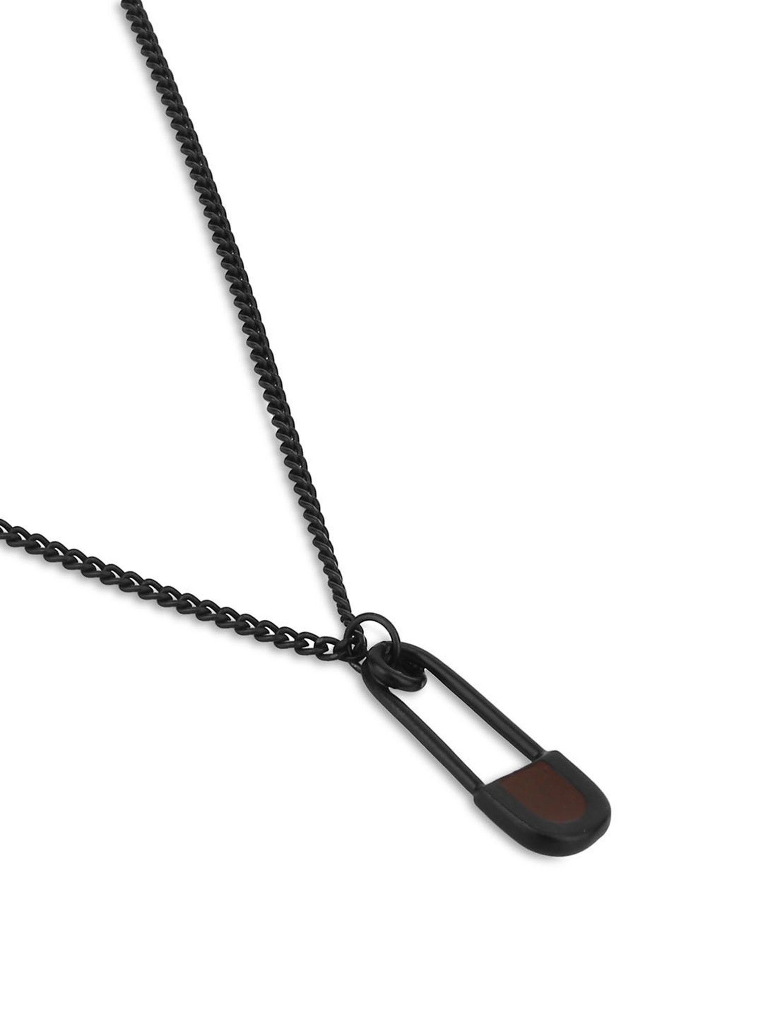 The Bro Code Black Safety Pin Charm Pendant Necklace For Men