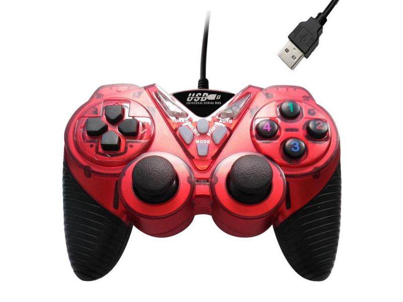 Wired Vibration Gamepad PC USB Controller Joystick Game Handle(Red)