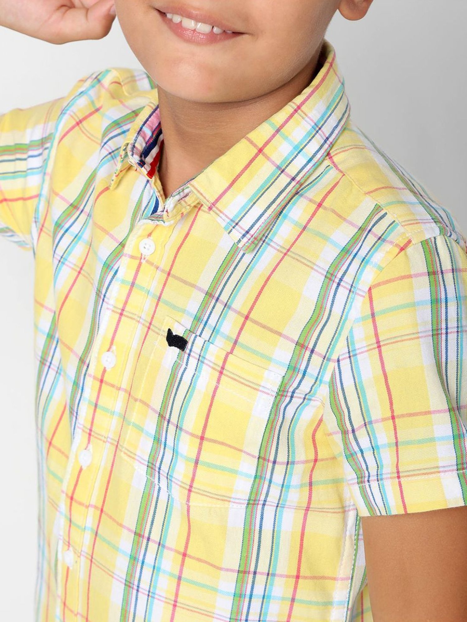 Gas Boys Yellow Cotton Chequered Shirt