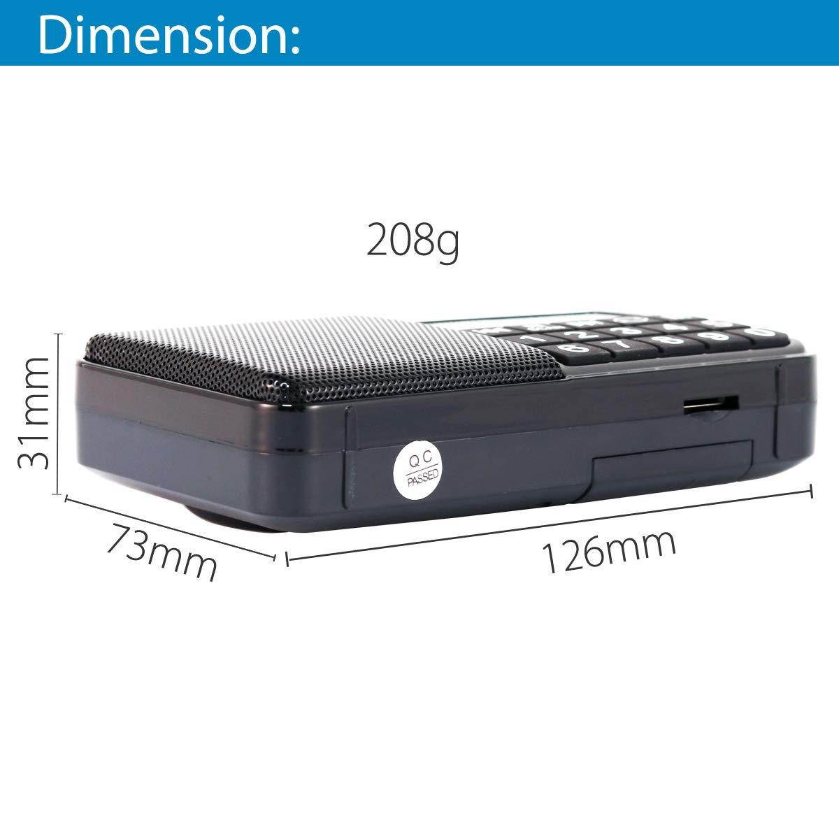PRUNUS Portable Radio SW/FM/AM(MW)/MP3/USB/SD/TF Rechargeable with Neodymium Speaker. Large Button and Large Display. Stores Stations Automatically. (NO Manual Memory/Delete Stations Function)