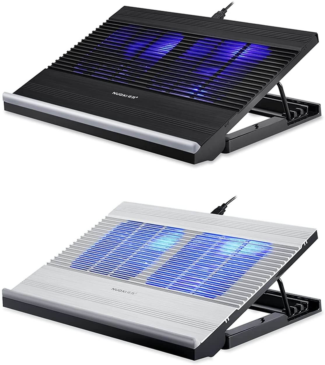 Laptop Accessories Portable Notebook Cooling Fan 4 Speed Adjustment Bracket Notebook Gaming Cooler Stand with Two Fan Computer Accessories (Color : Silver)