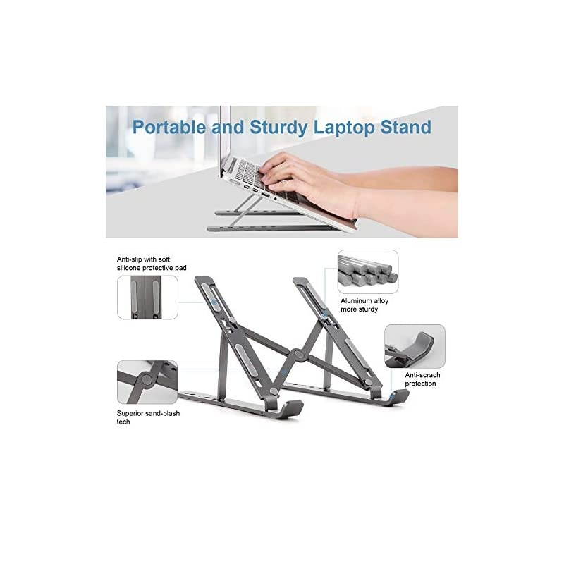 Stand, Adjustable Portable Holder,Aluminum Alloy Desktop Mount Compatible with 10-15.6 Inch MacBook PC-Notebook Tablet Thinkpad (Space Gray)