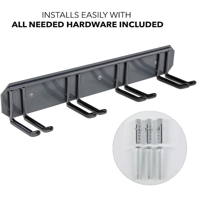 RaxGo Ski Storage Rack, Holds 4 Pairs of Skis or Snowboards, Wall Mounted Heavy-Duty Garage Storage