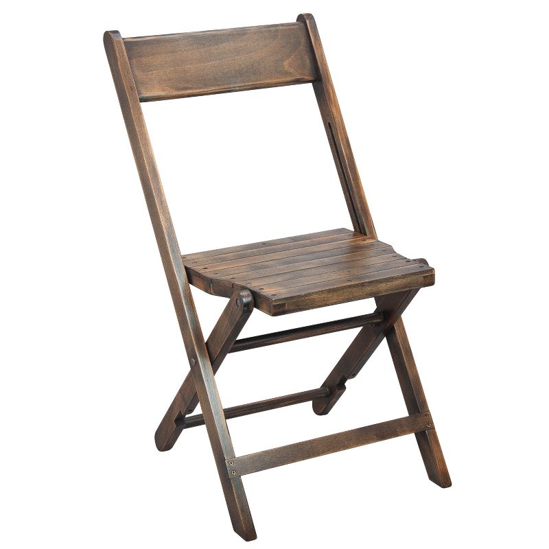 Emma and Oliver Slatted Wood Folding Wedding Chair - Event Chair - Antique Black, Set of 4
