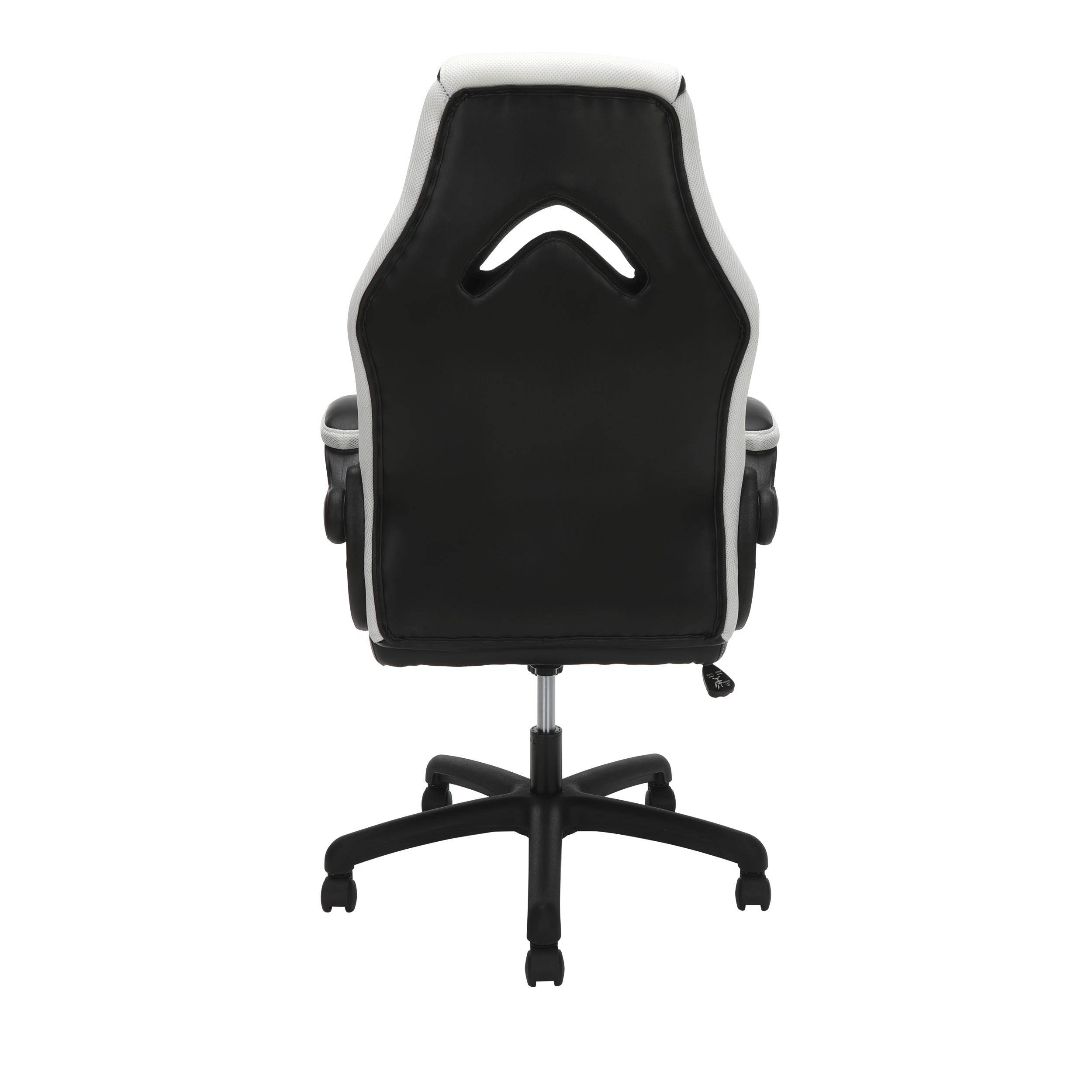 OFM Essentials Collection High-Back Racing Style Bonded Leather Gaming Chair, in White (ESS-3086-WHT)