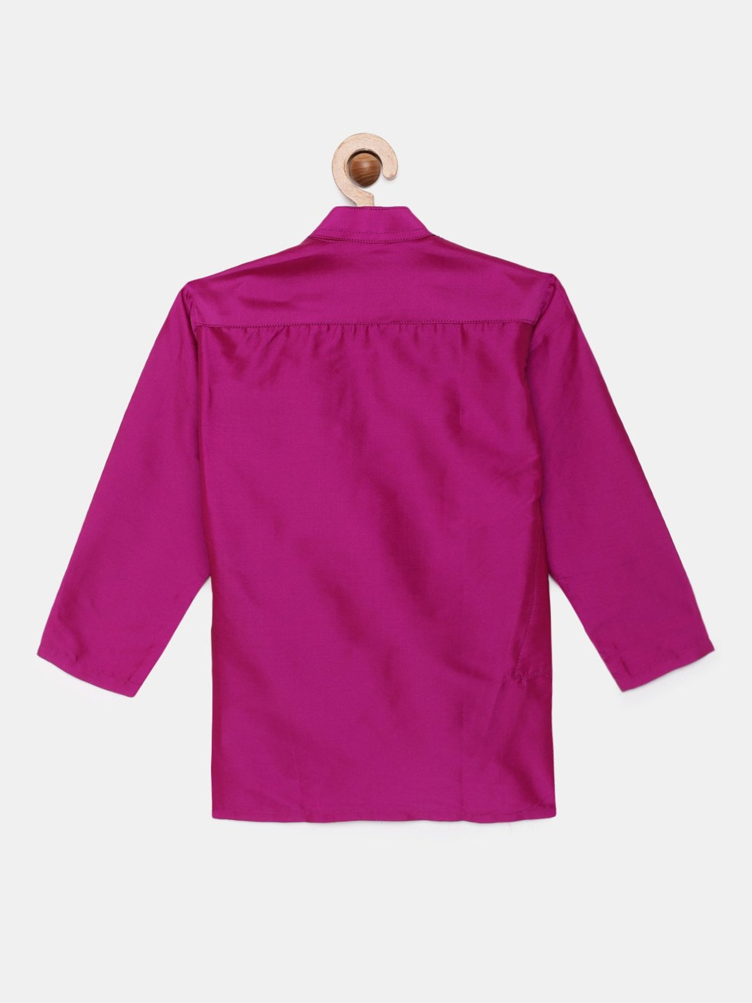 THANGAMAGAN Kids Dark Pink Solid Full Sleeves Kurta
