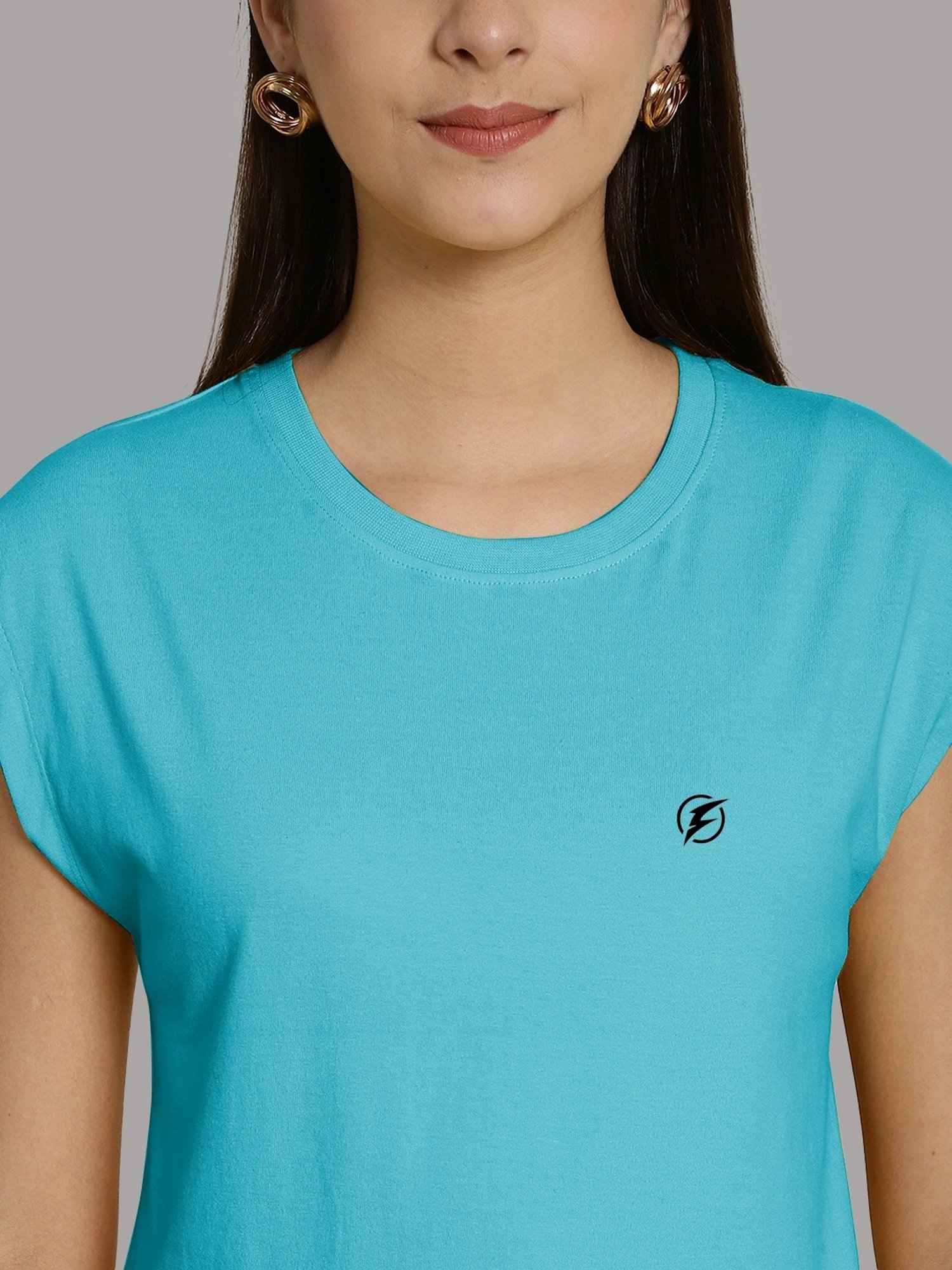 Friskers Turquoise & Olive Green Slim Fit Sports T-Shirts - Pack Of 2