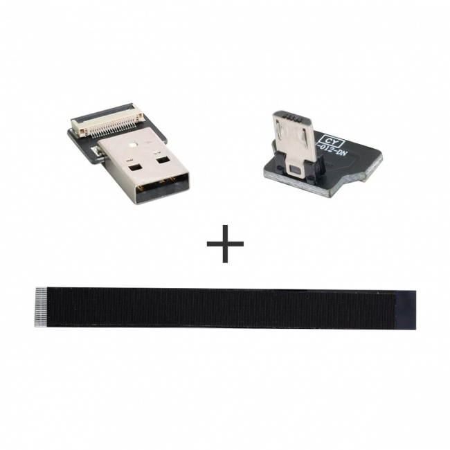 Jimier 0.2M Down Angled USB 2.0 Type-A Male to Micro USB 5Pin Male Data Flat Slim FPC Cable for FPV & Disk & Phone