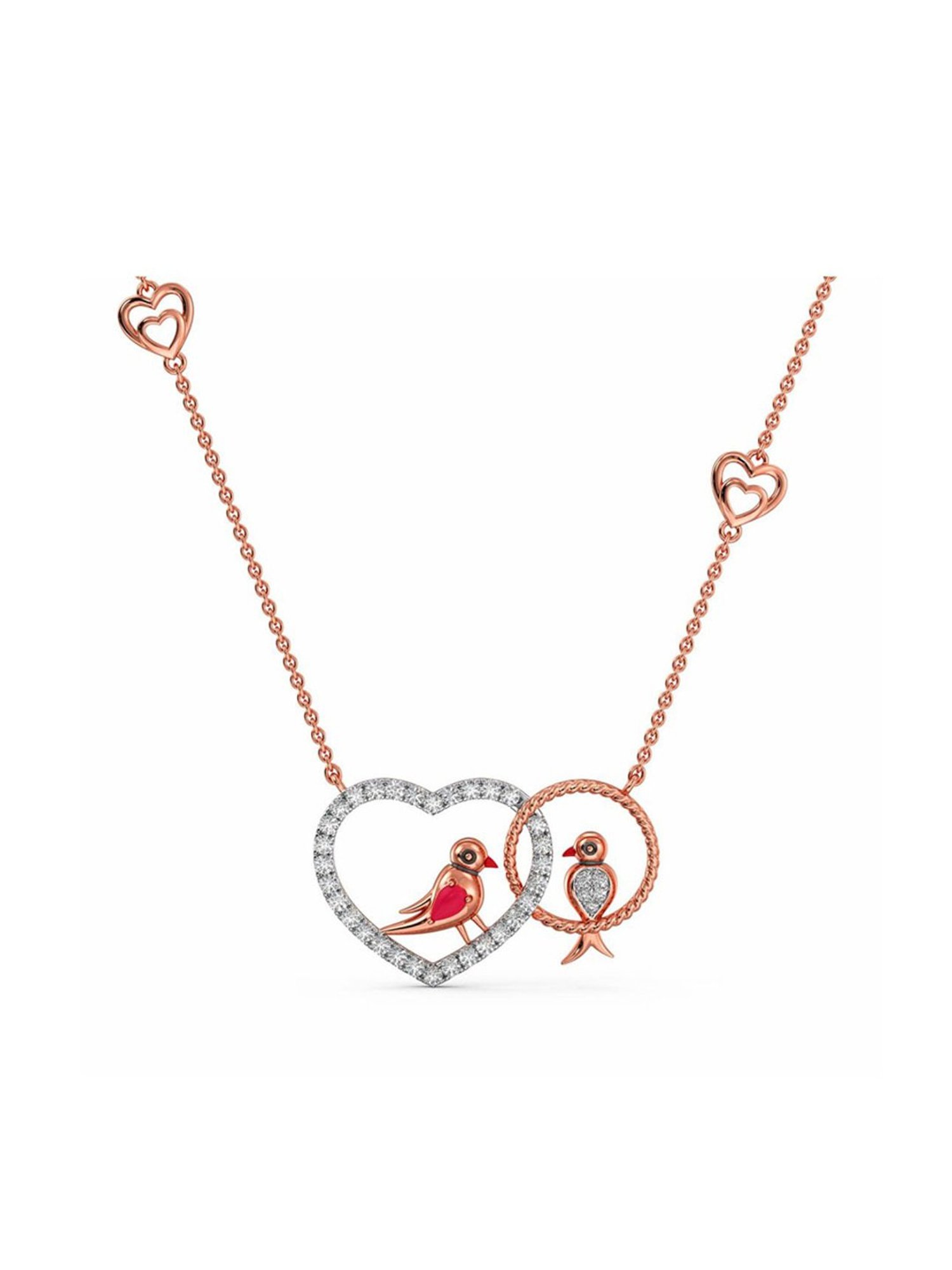 Joyalukkas 18k Rose Gold & Diamond Love Birds Necklace for Women