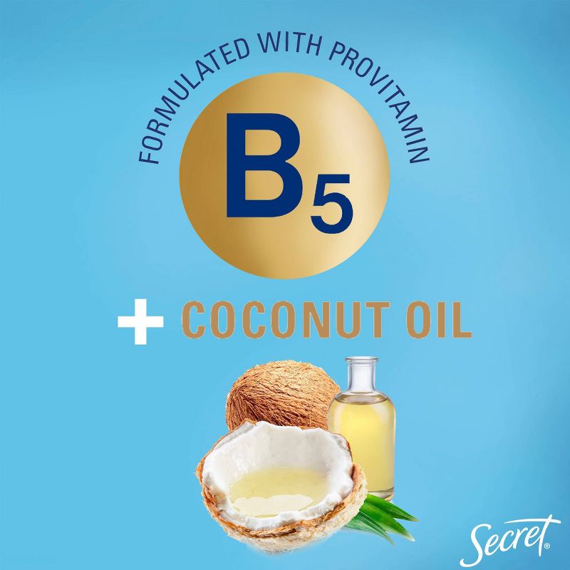 Secret Derma+ 48 Hr. Invisible Gel Antiperspirant and Deodorant - Vitamin B5 + Coconut Oil - 2.5oz
