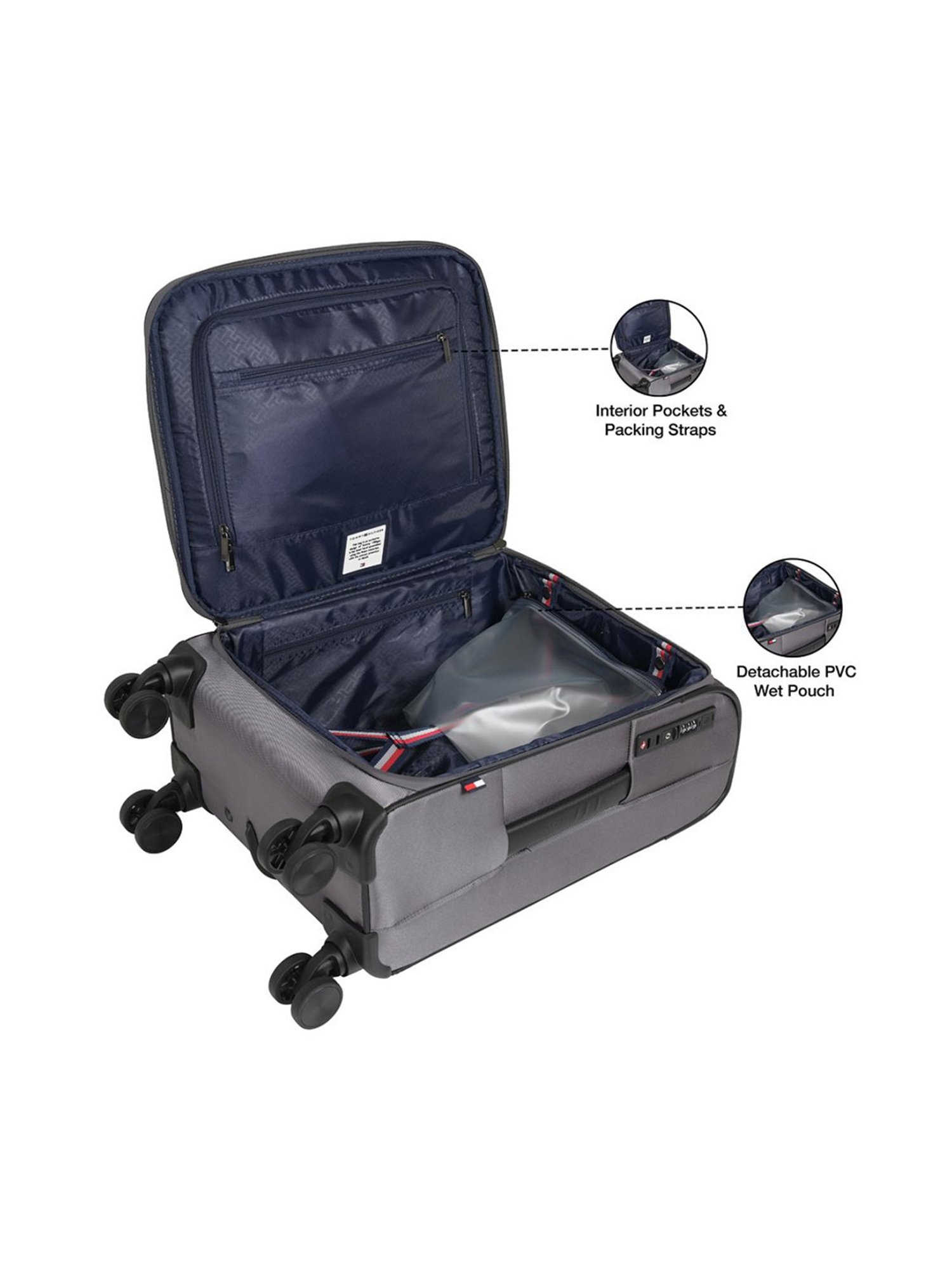 Tommy Hilfiger Westfield Grey Solid Soft Cabin Trolley Bag - 55 Cms