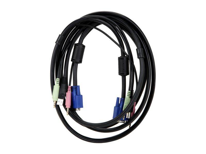 ATHENA  CLH-KVM10UVGAAM  10 Feet 4-in-1 USB VGA KVM Switch Cable, with VGA video, USB, 3.5 mm audio and 3.5 mm microphone combined together, transmits 4  kinds of signals all in one single cable.