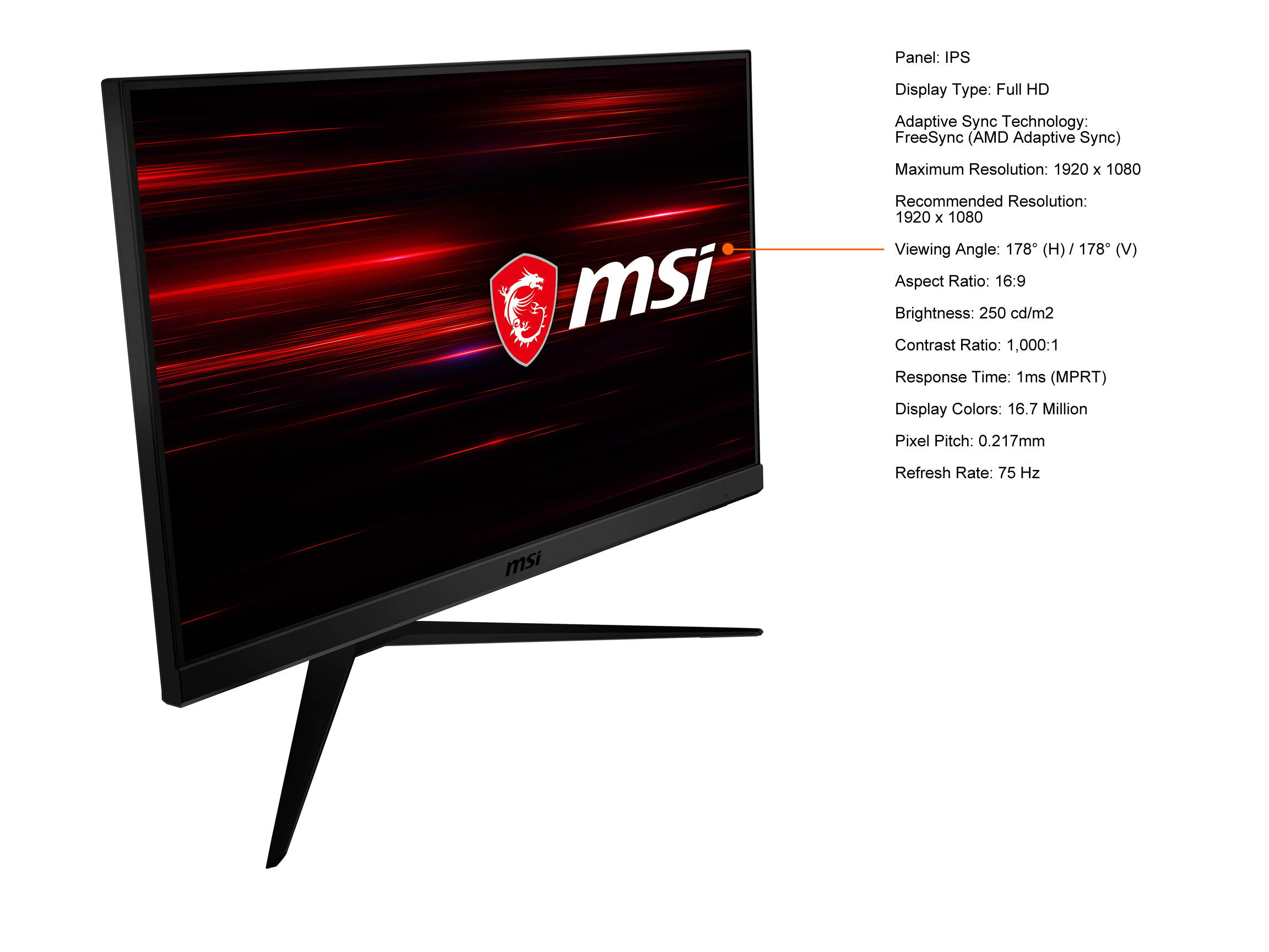 MSI Optix G241V E2 24" Full HD 1920 x 1080 75 Hz HDMI, DisplayPort AMD FreeSync IPS Gaming Monitor