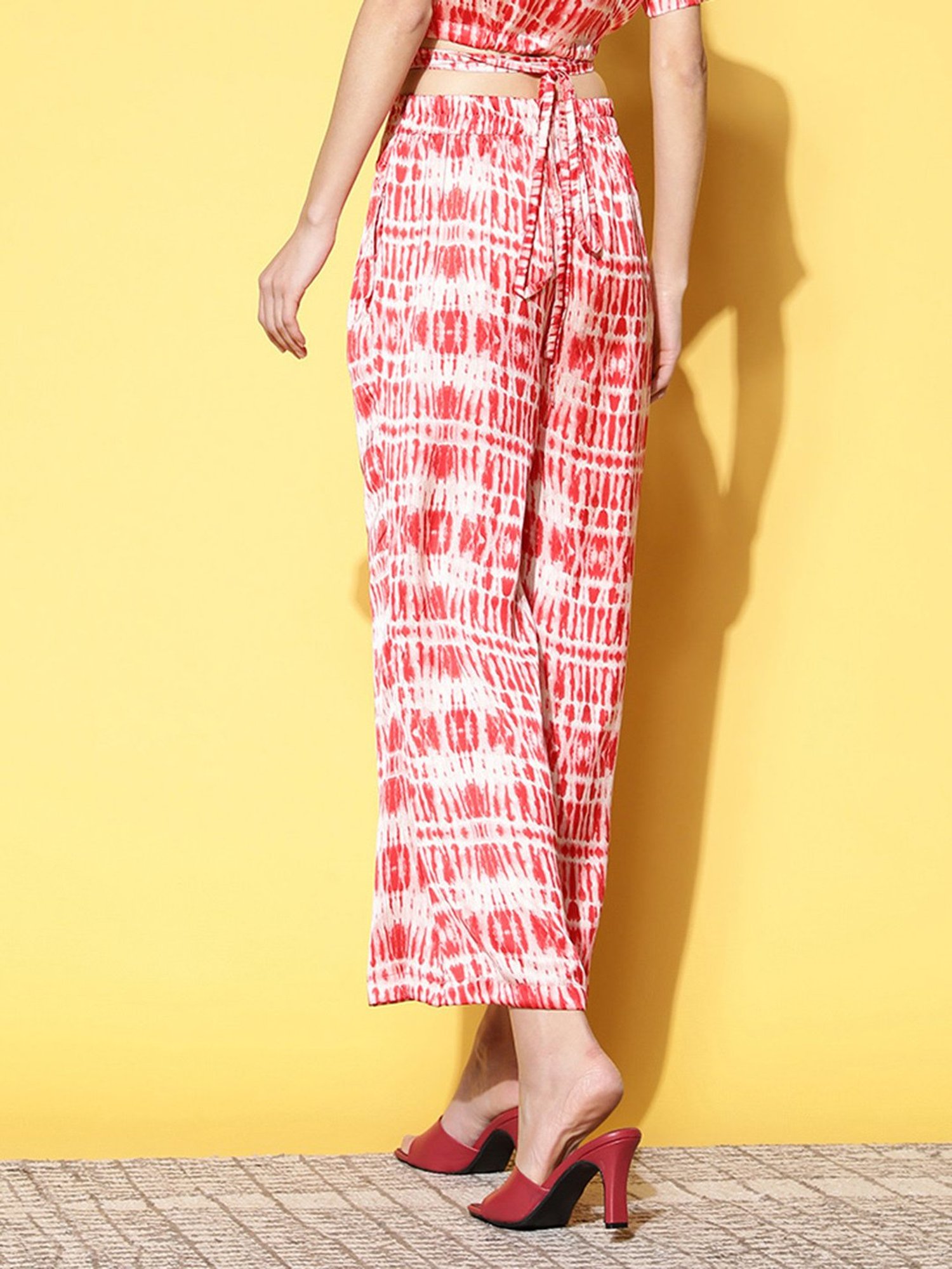 Anvi Be Yourself Red Printed Palazzos