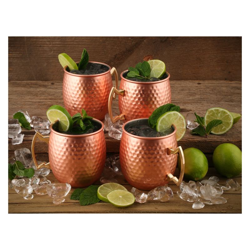 Cambridge Silversmiths 19.5oz 4pk Copper Hammered Moscow Mule Mugs