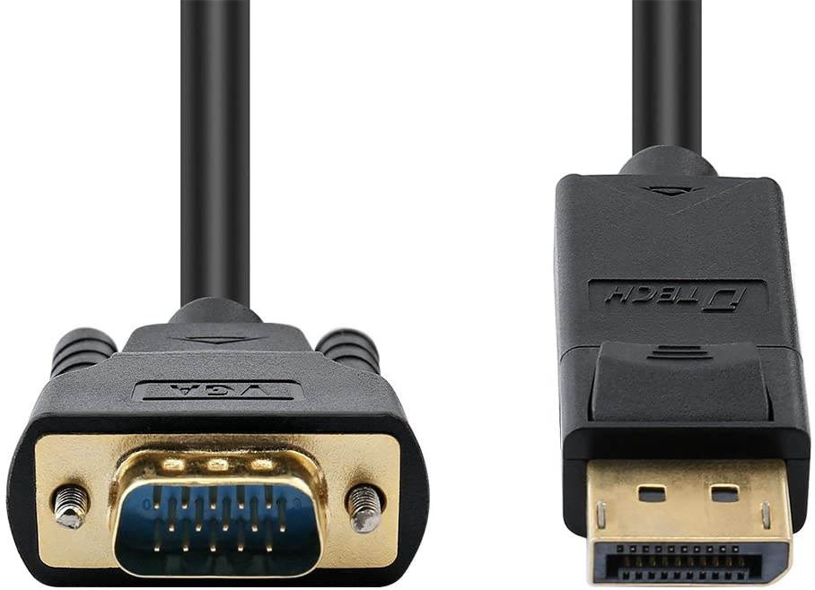 DTECH 3ft Displayport to VGA Cable Male to Male Plug Video Adapter with Gold Plated Connector - Black - 3 Feet