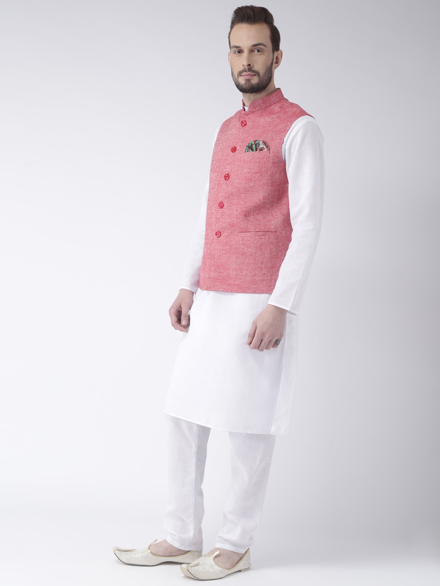 Vastramay White Cotton Straight Fit Embroidery Ethnic Suits