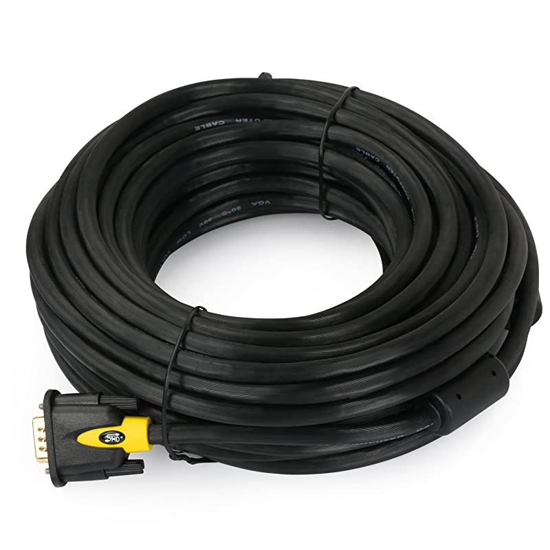 VGA Cable 50Feet VGA to VGA Monitor Cable HD15 SVGA for PC Laptop TV Porjector Black and Red Color