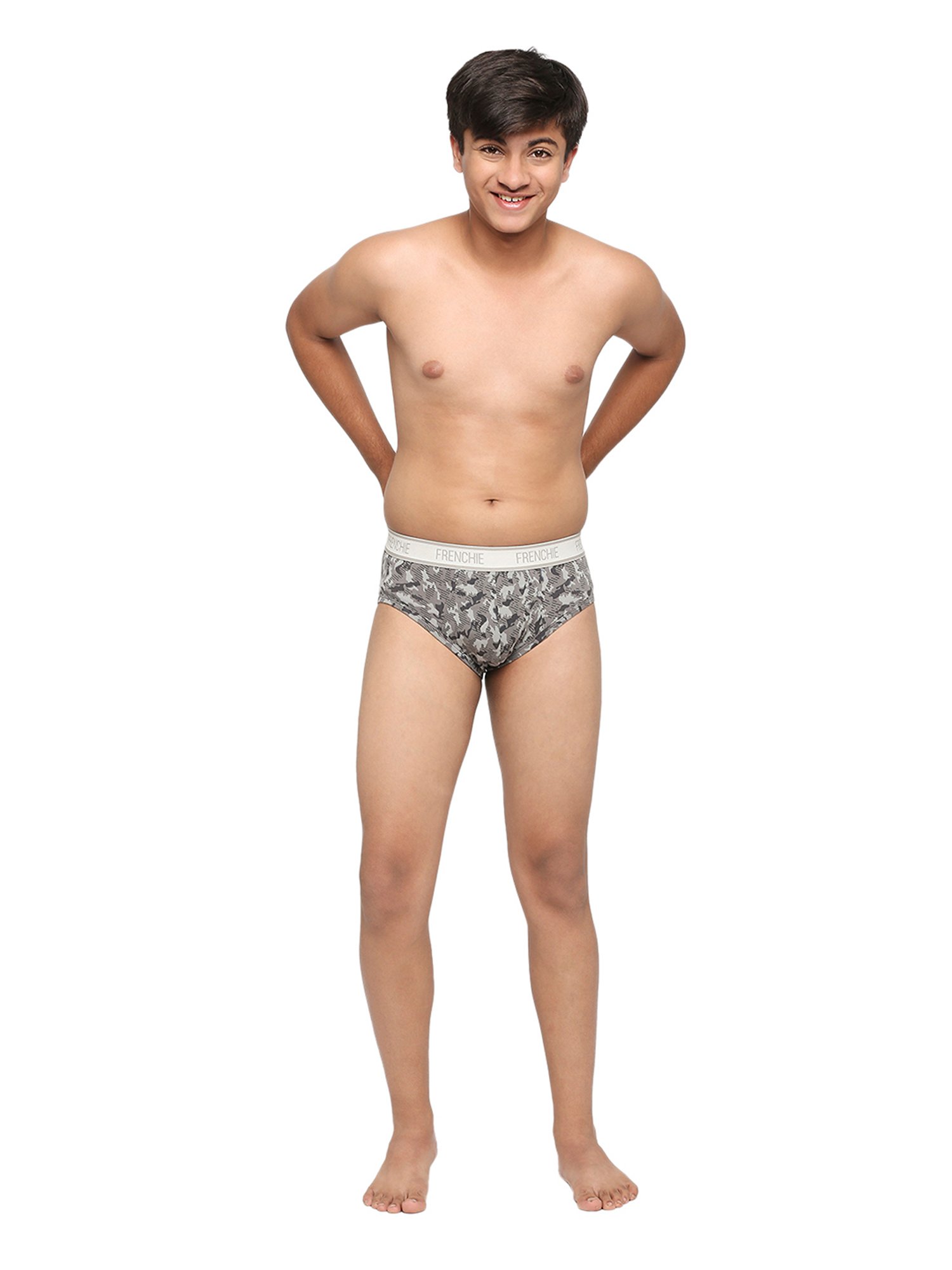 Frenchie Kids Grey Camouflage Briefs (Pack Of 2)