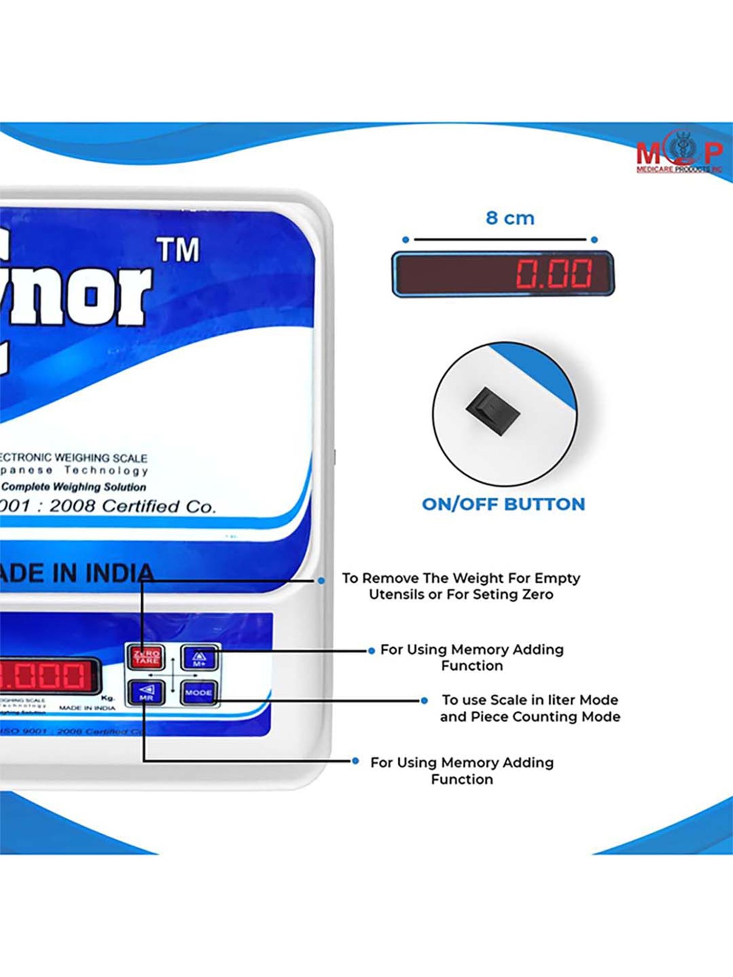 PAXMAX ABS Cynor Digital Weighing Machine (White)