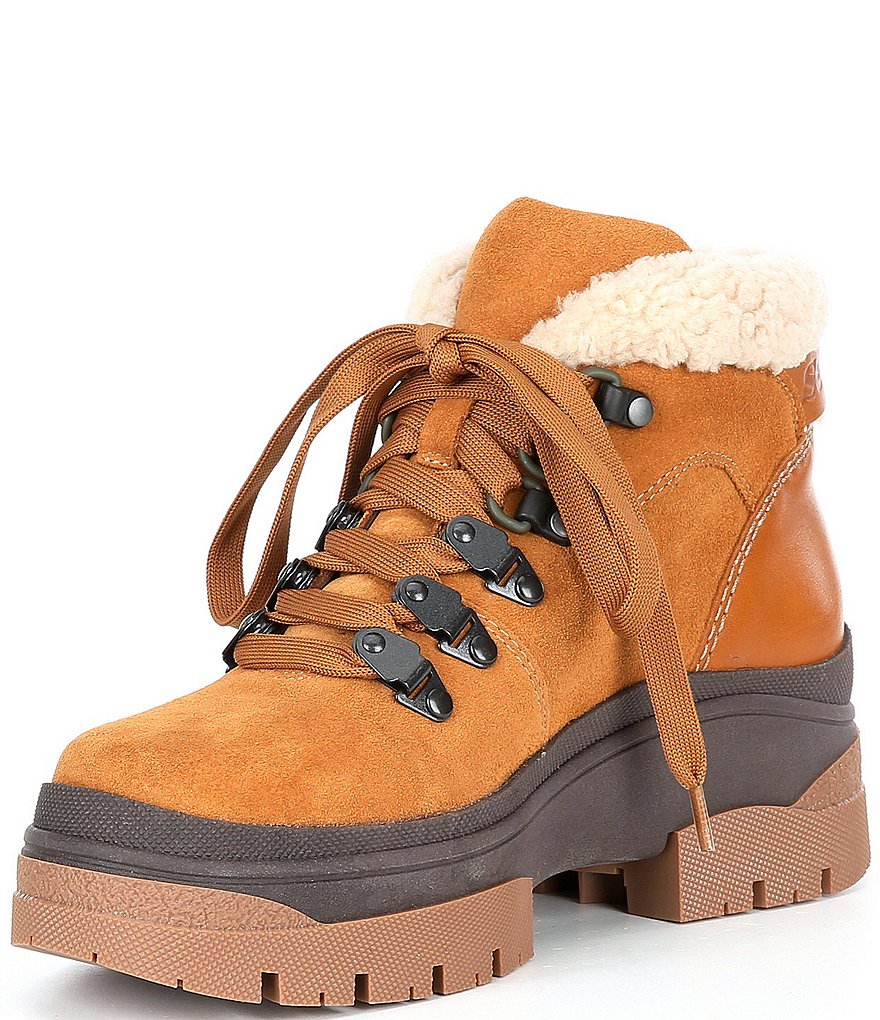 See By Chloe Aure Suede Shearling Lined Lug Sole Chukka Booties