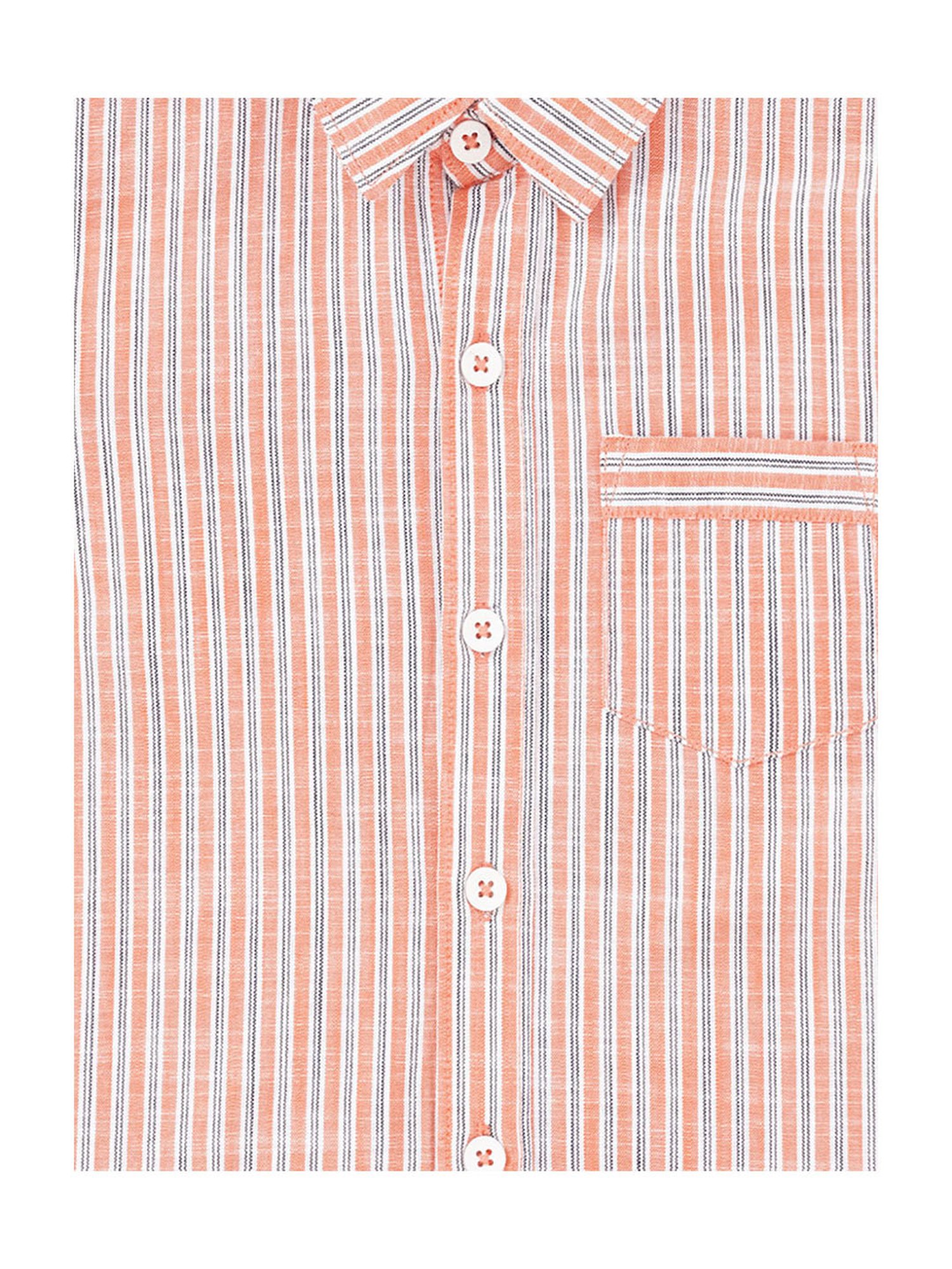 Ed-a-Mamma Kids Orange Striped Full Sleeves Shirt