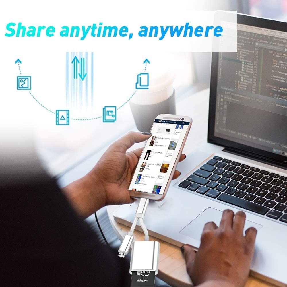 Rocketek 2 in 1 Type C+Micro USB Card Reader,Dual Slot+Plug and Play+USB 3.0+OTG Adapter+Camera Reader+ Drive Recorder+Video Reader,Compatible Mac Book/Android/Tablets/PC/Laptop/Samsung HC-TCCR2