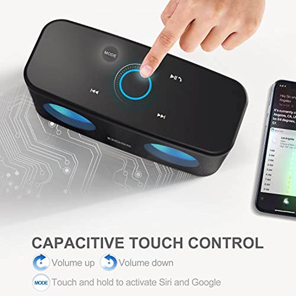 DOSS SoundBox Plus Portable Wireless Bluetooth Speaker with HD Sound and Deep Bass, Wireless Stereo Pairing, Built-in Mic, 20H Playtime, Wireless Speaker for Phone, Tablet, TV, and More.-Black