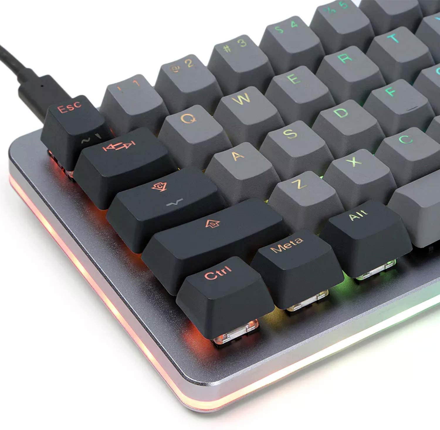 Drop ALT Mechanical Keyboard &mdash; 65% (67 Key) Gaming Keyboard, Hot-Swap Switches, Programmable Macros, RGB LED Backlighting, USB-C, Doubleshot PBT, Aluminum Frame (Halo Clear, Gray)