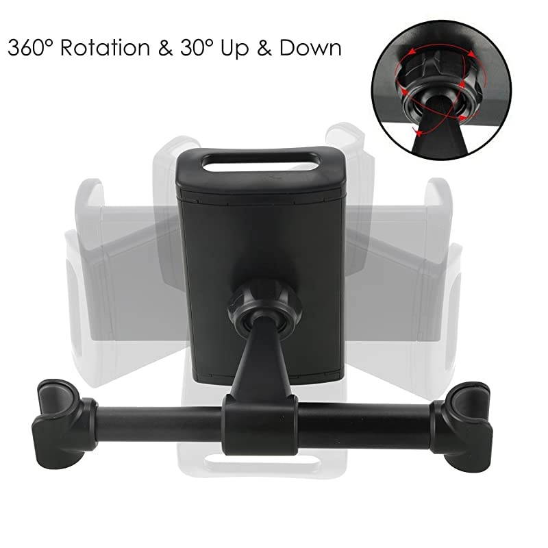 Car Headrest Mount, Phone Tablet Car Headrest Grip Mount Stand Cradle Holder Compatible for iPad Pro Air Mini, Samsung Galaxy Tabs, Kindle Fire, 4~11 inch Cellphones and Tablet (Black)