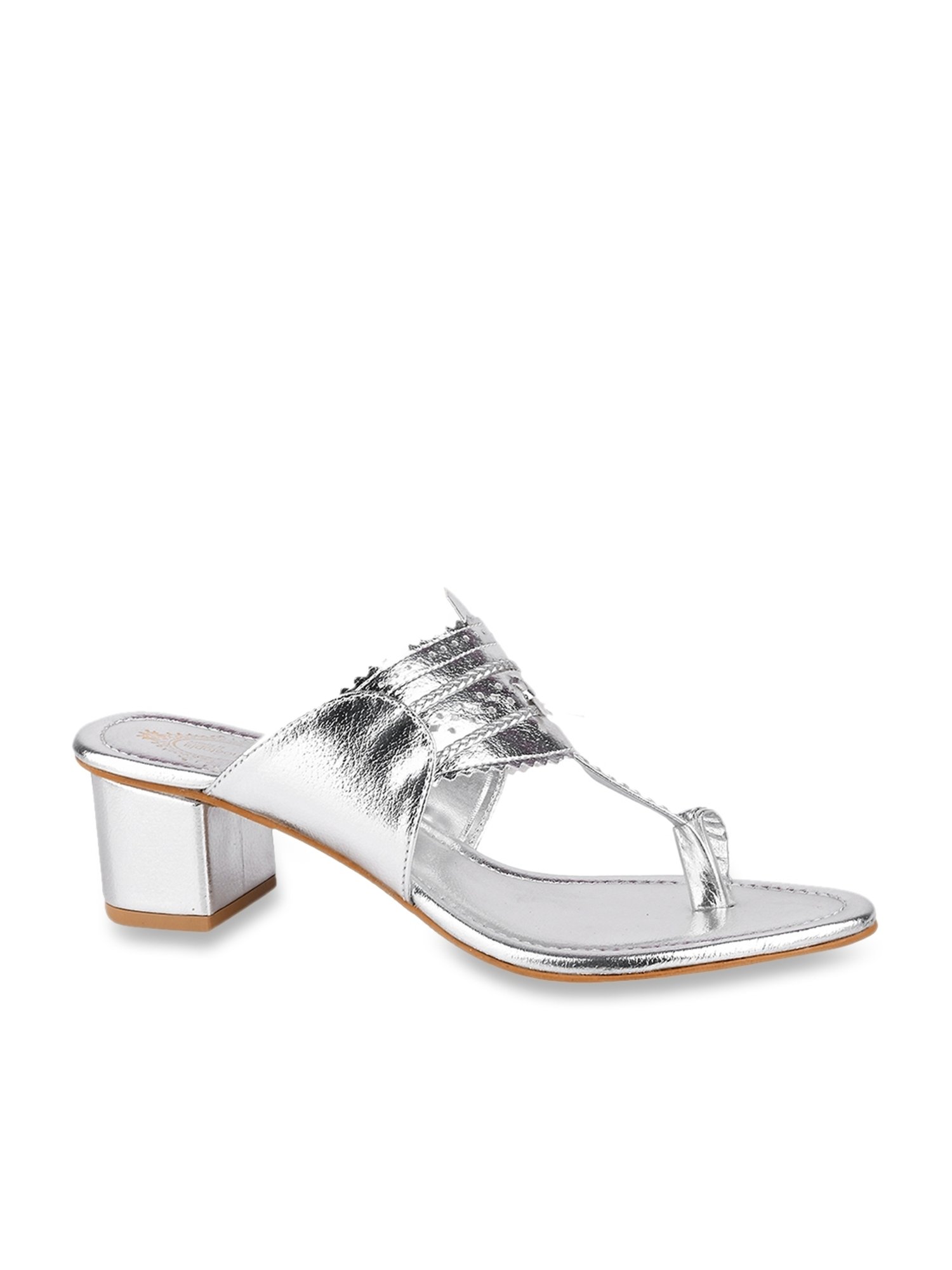 Shoetopia Women's Silver Toe Ring Sandals