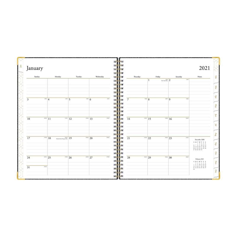 2021 Planner 7" x 9" Hard Cover Weekly/Monthly Wirebound Charcoal - Blue Sky