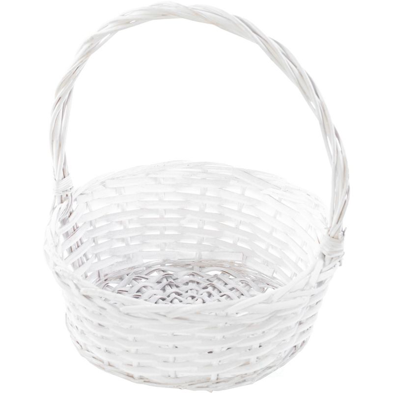 Vintiquewise White Willow Bowl Baskets with Handle, Set of 4