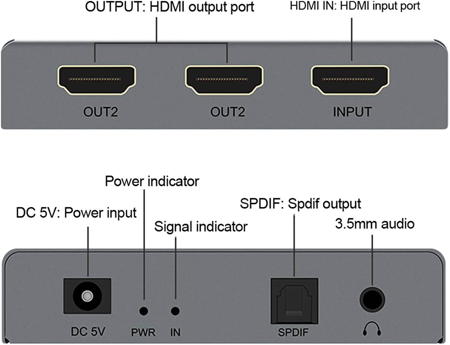 SOONHUA 4k HDMI Audio Extractor Higha&euro;&lsquo;Definition with 1 Points 2 Converter USB Port Computer Supplies
