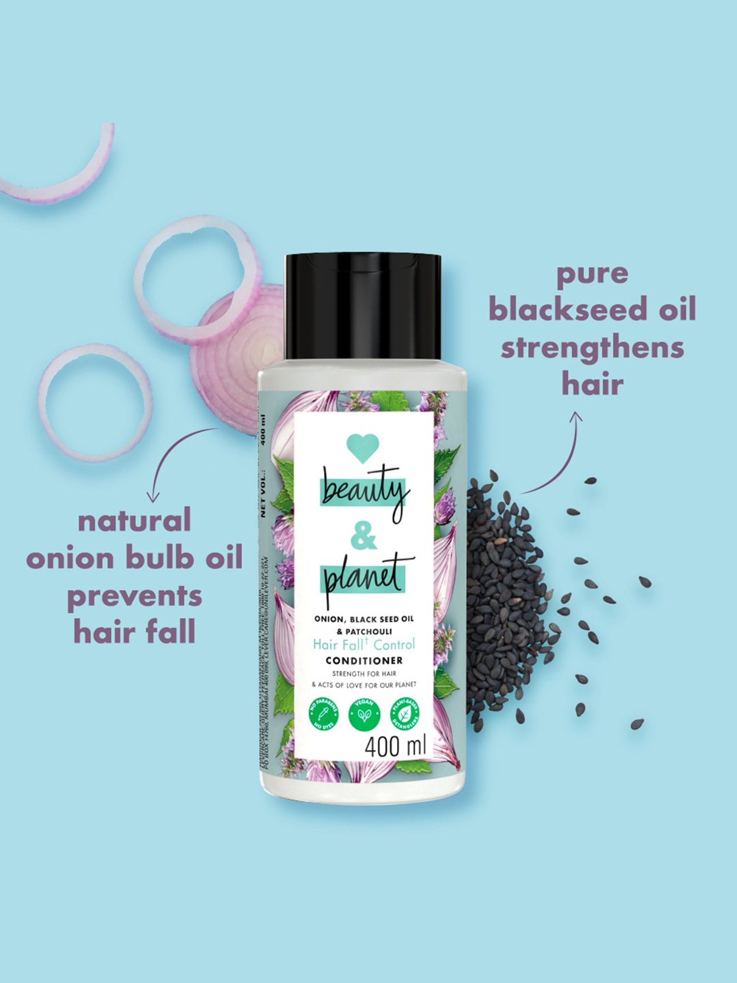 Love Beauty & Planet Onion, Black Seed Oil & Patchouli Hairfall Control Conditioner - 400 ml