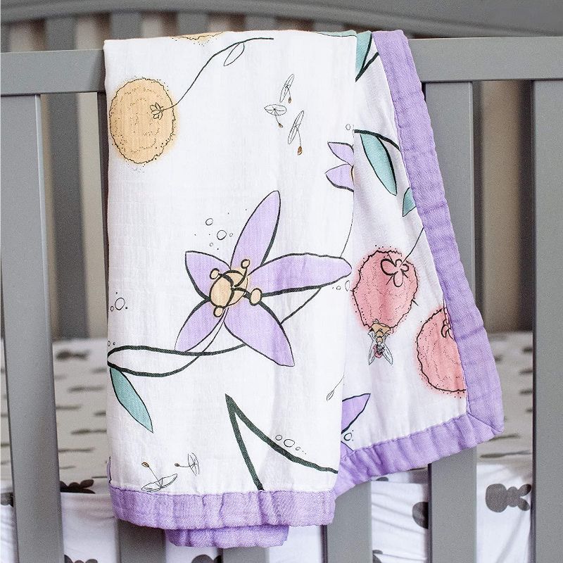JumpOff Jo - Swaddle Baby Blanket - 47" x 47" - Bamboo and Cotton - Fairy Blossom Floral