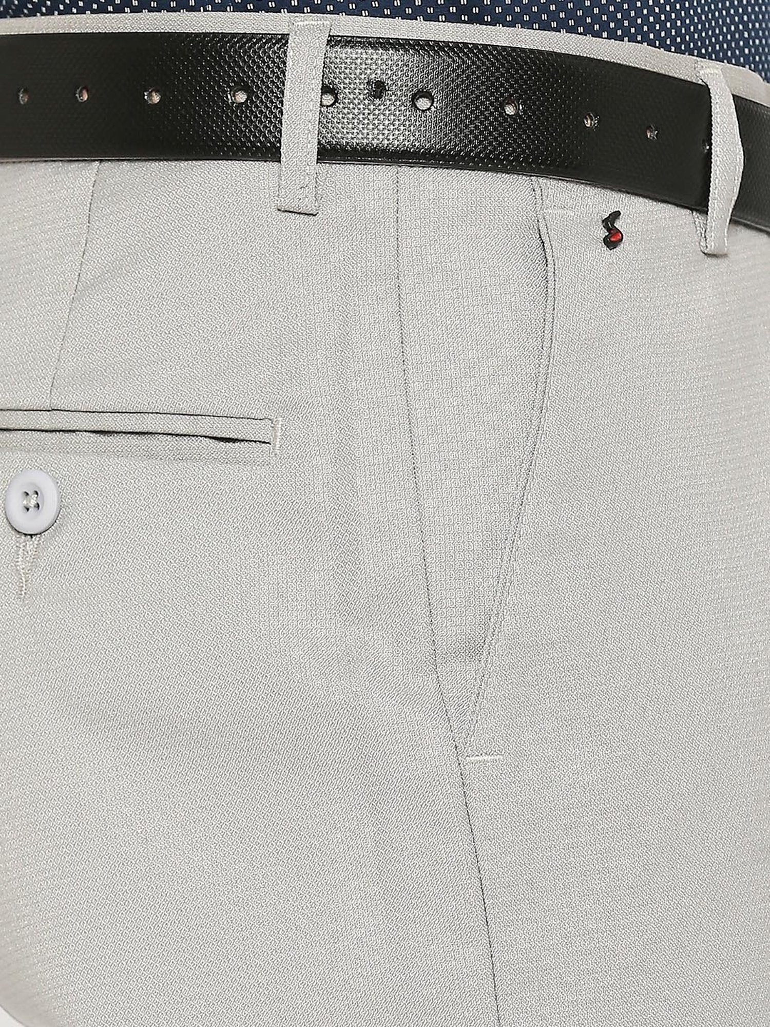 SOLEMIO Grey Slim Fit Flat Front Trousers