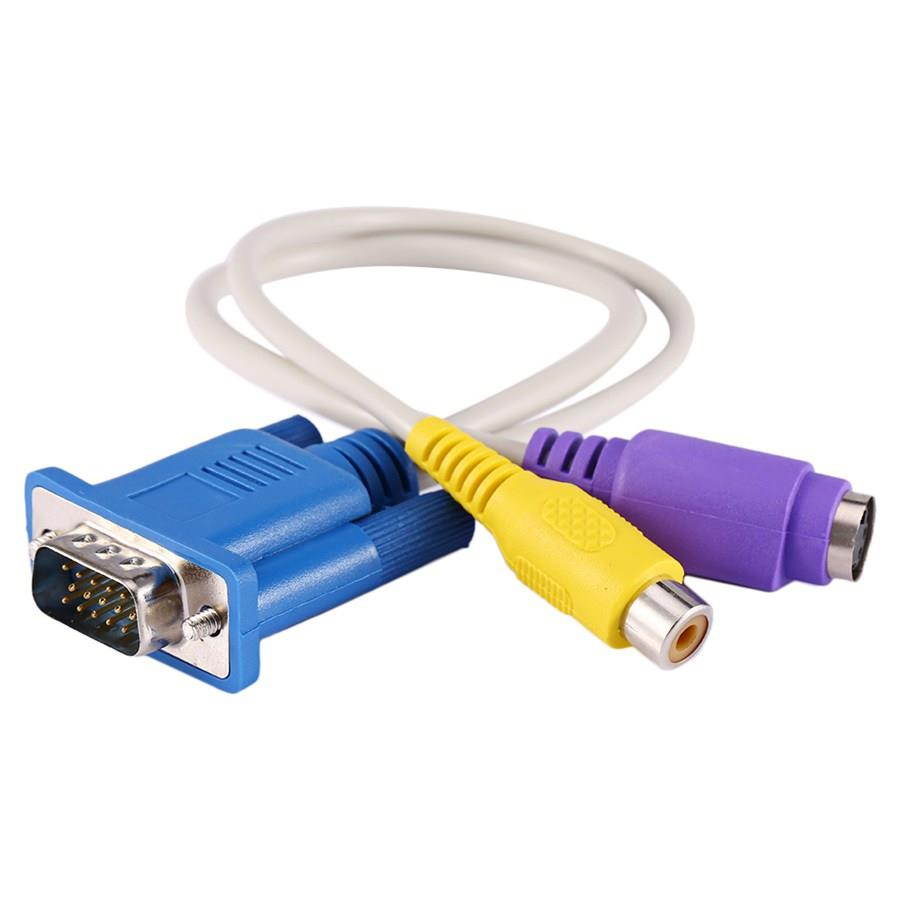 VBESTLIFE Portable PC LAPTOP VGA SVGA TO S-Video RCA Adapters Plug Composite HD AudioAV TV Out Converter Adapter Video Cable