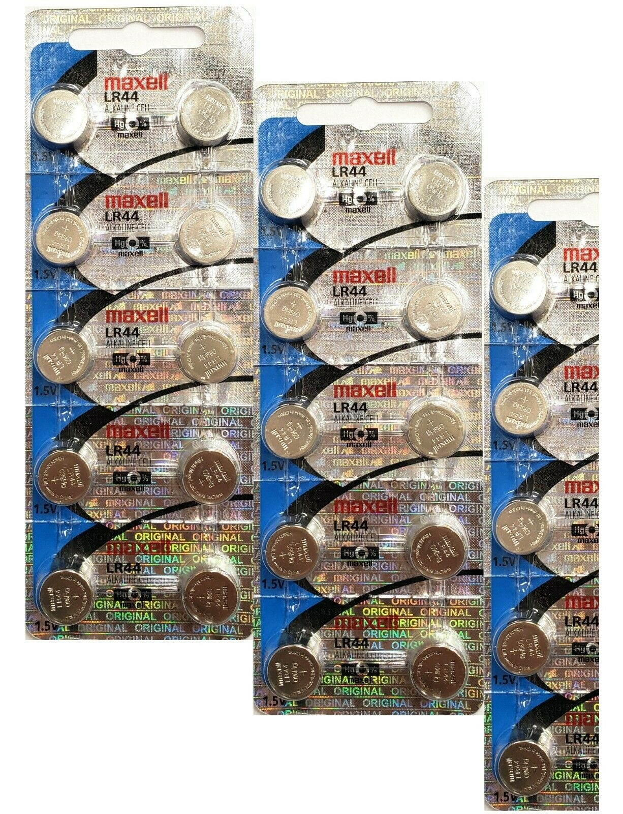 30 Pack Maxell LR44 AG13 357 Button Cell Battery NEW HOLOGRAM PACKAGE